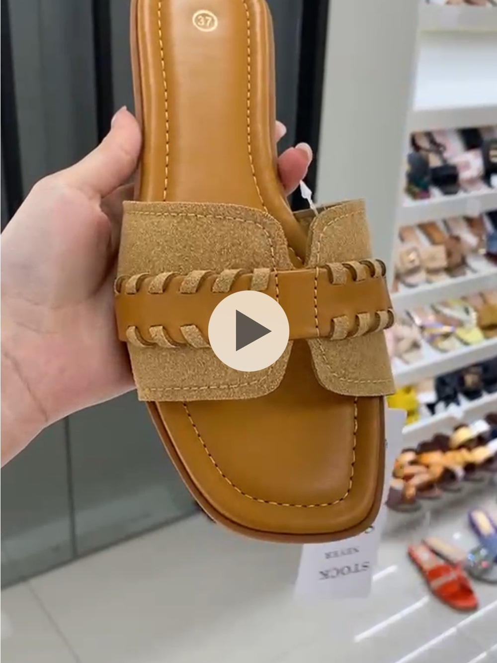 Women’s Tan Slide Sandals with Braided Detail